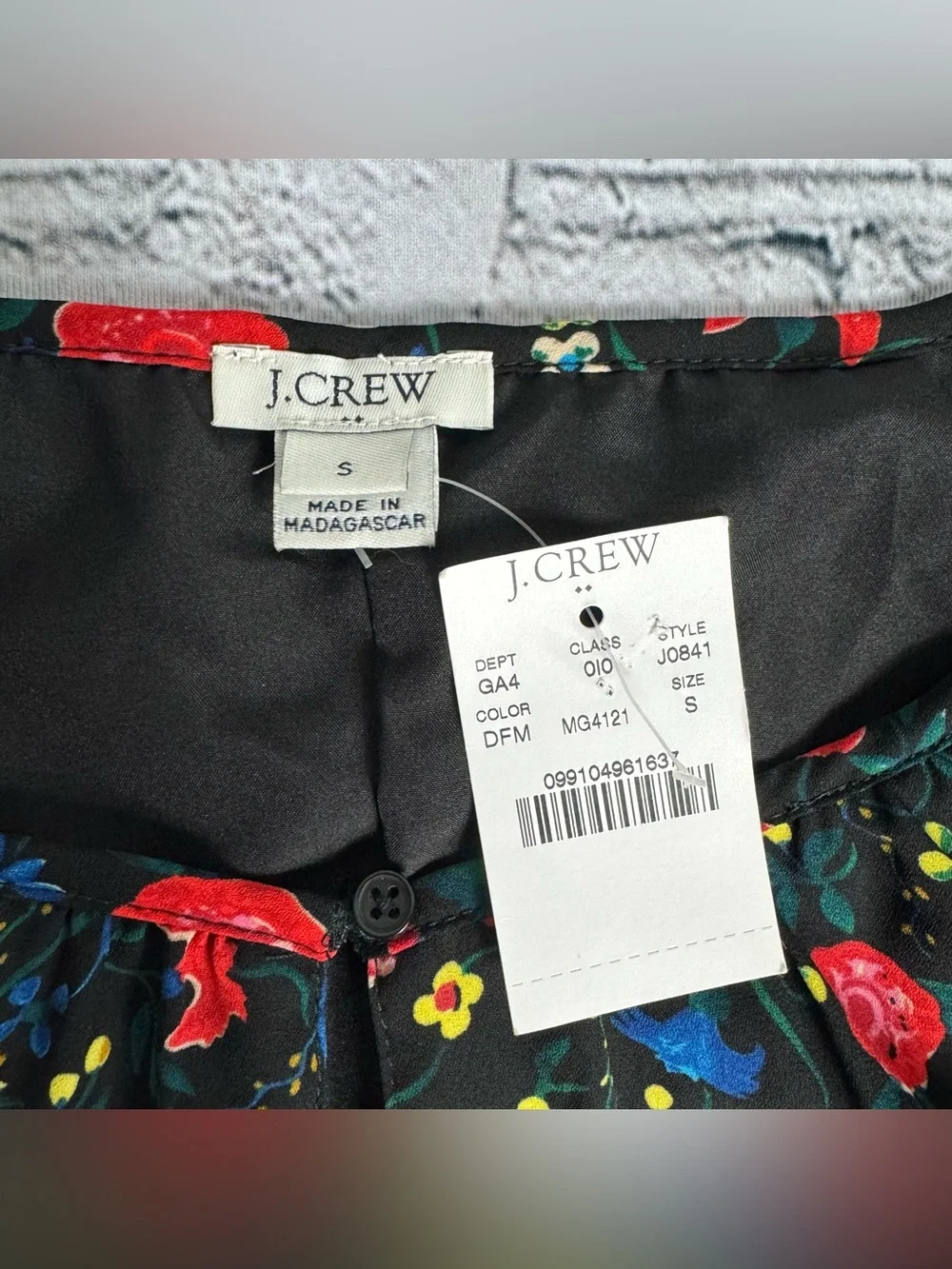 J. Crew NWT Black Mini Dress w/ Red Rose Floral Print Sleeveless Ruffles Size S